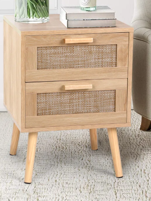 Nightstand - rattan - open